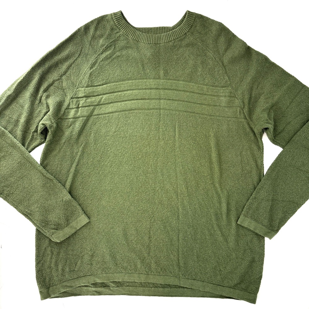 Hawker Rye Cotton Cashmere Knit Sweater Green Pullover XL Crew Neck NICE!